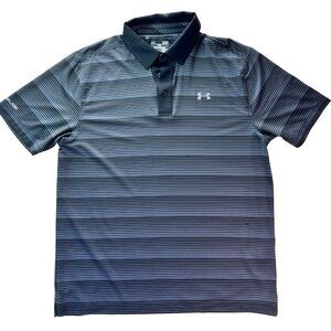 Under Armour Mens Striped Polo Shirt Loose Fit HeatGear Coldblack LG